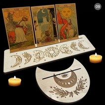 타로책 스프레드천 동양 카드 종류 예쁜 초보 세트 le tarot 신제품 피스 나무 트리플 문 스탠드 타로 캔들 디스플레이 홀더 제단 용품 여성 남성용 선물, CHINA, 9