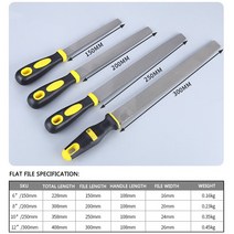 바늘 파일 라운드 플랫 반원형 사각형 삼각형 스케일 핸들 커버 다용도 키 그릿 그라인딩 목재 작업 핸드 툴, FLAT FILE|250mm