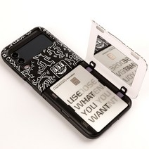 키스해링 스키누 도어범퍼 힌지보호 카드 2장 수납 휴대폰 케이스, 패턴컬러