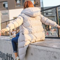 직장인 대학생 스타일리쉬 빅사이즈 논퀼팅 얇은 가벼운 오버사이즈 오버핏 오리털 여성 롱 패딩 자켓