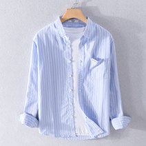 캐주얼 스트라이프 셔츠 남성 긴팔 비즈니스 순면 얇은 봄 가을 셔츠
