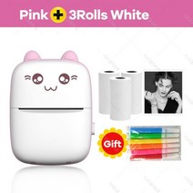 휴대용 미니 포토 메모 프린터 귀여운 bluetooth4.0 열 사진 203dpi 무선 모바일 숙제 절단 생일 선물, pk add 3white