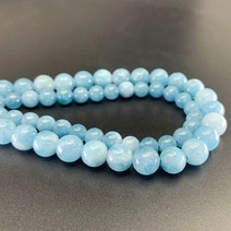 천연 보석 블루 칼세도니 아쿠아마린 엔젤 라이트 스트랜드 비즈 스톤 라운드 루즈 스페이서 DIY 쥬얼리 제작 1 가닥/묶음, [04] 10mm x 38pcs, [04] Aquamarin
