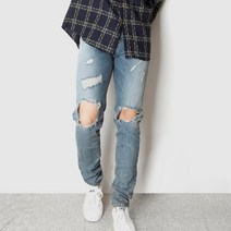 블루하트 롱바지 입고 싶은 6만원대 선물 매력의 빈티지 무릎 데미지 포인트 중청진 E-1492578