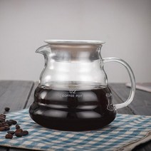 커피포트 드롱기 커피드립퍼 핸드드립주전자 커피머신 glass v60 range server coffee jug decanter clear brew 차 투수 heatbale 뚜껑, 구름 500ml