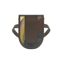 ULKIN ONLY-ONE 업사이클링 라벨_U 자 크로스바디 벨벳 백_그레이시 브라운 UPCYCLING LABEL_U SHAPE CROSSBODY BELT BAG_GREYISH B