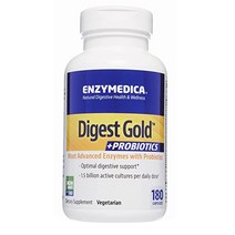 Enzymedica 엔지메디카 다이제스트 골드 프로바이오틱스 2in1 고급 포뮬러 90캡슐, 180 Count (Pack of 1), Standard Packaging