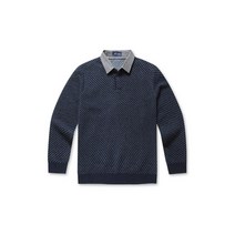 코오롱패션 코오롱 브렌우드 사선 스트라이프 셔츠 레이어드 네이비 겨울용 스웨터 니트(무료배송)