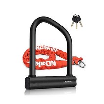 NDakter 오토바이 잠금 장치 헤비 듀티 체인 17.78mm eBike U Lock 4ft 자전거 대형 모터바이크 전기 스쿠터, Orange