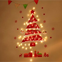 크리스마스 벽에 거는 트리 DIY 장식 소품 벨트 벽트리 벽장식 전구 조명 소형 레드