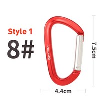 Xinda 야외 다기능 퀵드로우 버클 하이킹 캠핑 키체인 백팩 해먹 스윙 D 모양 카라비너 열쇠용, 02 Type 8 Style  Red