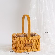 라탄 가방 친환경 꽃 포장 꽃집 꽃꽂이 등나무 휴대용 꽃 바구니 드라이 플라워 웨딩 플라워 걸 가방 꽃 직조 바구니