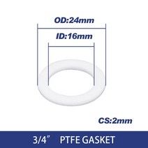 흰색 검정색 12quot 34quot 샤워 노즐 호스 파이프 벨로우즈 튜브 와셔 링용 고무 링 실리콘 ptfe 플랫 가스켓 씰링 링, PTFE(16x24x2), 20개