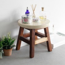 화분받침 미니테이블 빈티지 원목스툴 보조스툴 우드, 블루