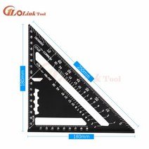 각도계 각도 눈금자 7/12 인치 미터법 알루미늄 합금 삼각형 측정 목공 속도 사각형, 02 Black 7inch metric