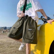 여름 트렌드 하이 스트리트 입체 포켓 오버올 남성 캐주얼 반바지