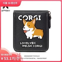 남학생지갑 남자중학생지갑 고급 직장인 반지갑 가죽지갑 10대 20대 귀여운 만화 개 Corgi 학생 지퍼 지갑 소년 소녀 한국어 버전 청소년 고등학생 단순