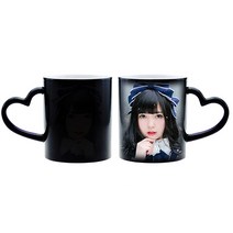 DIY 머그컵 주문제작 logo 포토 답례품 기념품 생일 커플 효도 기업 선물, 변색 포토