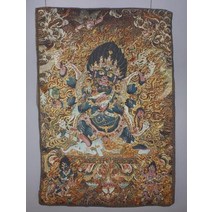 벽걸이달마도 대형 그림 thangka gold 실크 자수 brocade esoteric 자수 블랙 골드 Six arm mahagala dharma protector, 24x36