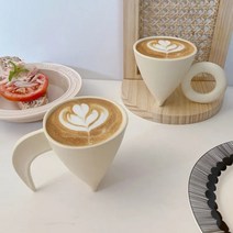 심플 유니크 크림 세라믹 수제 컵, A, 220ML