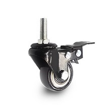 1.5인치 경량 소형 바퀴 볼트 회전브레이크 회전형 미니 캐스터 가구용 바퀴 M10, 소형 우레탄(흑색)1.5인치 볼트브레이크형(볼트M10)