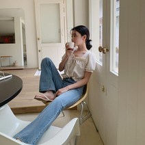 여자 프릴 귀여운 청순 여성스런 밴딩 반팔 블라우스