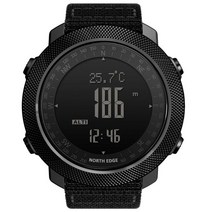 등산고도계 나침판 휴대용 기압계 gps 남성 디지털 시계 야외 스포츠 전문 등산 하이킹 달리기 수영 손목, 01 Black Nylon Strap