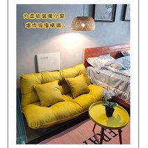 패브릭 좌식 소파 작은 아파트 북유럽 일본식 거실 더블 렌탈 하우스 침대 쇼파 베드 접이식, F. 라텍스 모델 - 웜 옐로우 + 그레이 베이스