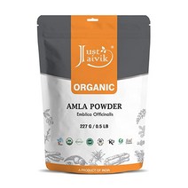 Just Jaivik 100% 유기농 AMLA 암라 파우더 OneCert Asia 227 GMS 12 LB 파운드 08 Oz 인도 구스베리 엠블리카 오피시날리스 허브
