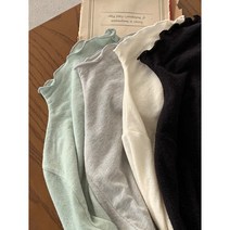 아우르 여성 주름 목폴라 티셔츠 봄 캐주얼 데일리 크롭 탑 상의