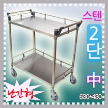 난간형스텐카트 2단중양손 트롤리 웨건 핸드카트 배식운반카, 3.KS-3M2 일반스텐3단中양손