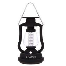Lixada 120 루멘 16 led 야외 휴대용 방수 충전식 핸드 크랭크 랜턴 태양 캠핑 라이트 램프 비상 사태, [01] Black