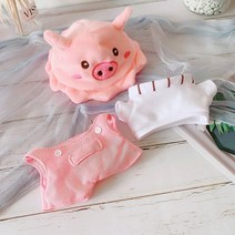 핑꾸 제작소 20CM 인형옷 베베모자 멜빵 세트 아이돌인형 옷장, 핑크꿀꿀이