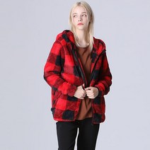 르오트 도로시 체크 플리스 후드 점퍼