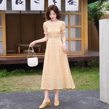 하객룩 봄 상견례원피스 여름 깅엄 체크 원피스 홈쇼핑 오피스룩