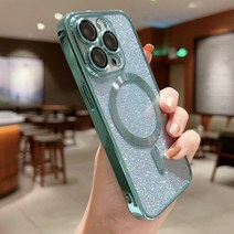 우드슬랩 의자다리 벤치 철재 다리 럭셔리 일렉트로플레이트 맥세이프 호환 무선 충전 휴대폰 케이스 아이폰 14 13 12 11 프로 맥스 플러스 소프트 범퍼 반짝이 커버, [10] 라이트 그린