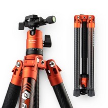 Fotopro 탄소 섬유 삼각대 129.1cm(51인치) 360도 볼 헤드 퀵 릴리즈 플레이트 경량 카메라 삼각대 접었을 때 높이 35.3cm(14.8인치) 최대 하중 최대 8k, X-Aircross 2 Orrange