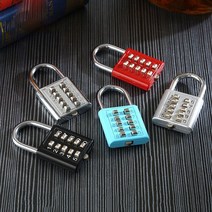 헬스장 가방 고정 작은 자물쇠 버튼 도난방지 잠금장치 서랍 자물쇠, 블랙, 6자리 버튼 잠금 장치