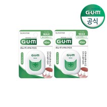 GUM 검 치과 그린 왁스 휴대 치실 (40m) 2개, 단품