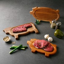 카우앤피그 원목 접시 우드 플레이트, 레인트리