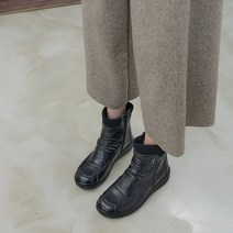 중년여성 엄마 명품 소가죽 수제화 심플 니트앵클부츠 시크모던 방한부츠 발편한 5센치