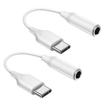 CHAOX 삼성 타입 C 3.5 잭 이어폰 오디오 Aux 케이블 USB 3.5mm 헤드폰 어댑터 갤럭시 노트 10 20 플러스 S20 FE 탭 S7 + S6, 2pcs white