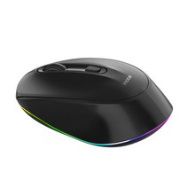 M33RB 충전식 무선 블루투스 마우스 무소음 저소음 RGB PC 노트북 태블릿 아이패드 스마트폰 멀티페어링, M33RB 충전식 무선 블루투스 마, 블랙