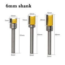 루터날 트리머날 루터비트 홈파기날 목공용루터 Krachtige-목공 밀링 커터 베어링 3pc 6mm 플러시 트림, 한개옵션0