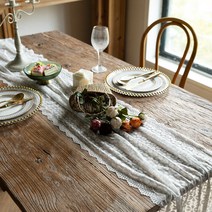 캐프마켓 플라워 레이스 테이블러너 원형 사각 테이블보 식탁보, 02 블루밍, 6인용 38 x 220 cm