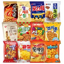 인기과자12종B세트(매운새우깡+알새우칩+포스틱+조청유과+벌집핏자+신짱+죠리퐁+카라멜콘땅콩+콘칩+꽃게랑+카라멜메이플콘+곡물21), 1세트