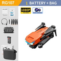 드론 고급드론 브랜드드론 RC 드론 2022 년 신형 RG107 4k 전문 장애물 회피 UAV 4K HD 듀얼 카메라, 13 Orange 1080P 1B