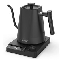 SMANG 전기주전자 전기포트 핸드드립 커피포트 온도조절 저소음 1L 1200W, 블랙