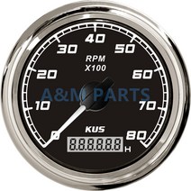 타코미터 자동차 트럭 보트 요트용 시간 측정기가있는 타코미터 RPM 게이지 백라이트가 있는 0-8000RPM 85, 한개옵션0