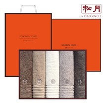 송월타올 호텔컬렉션 필라라인 호텔 수건 5매 선물세트+쇼핑백 기념수건 답례품, 1세트, 초코브라운